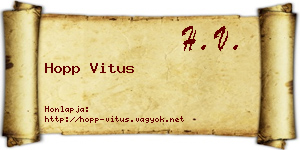 Hopp Vitus névjegykártya